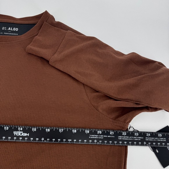 NEW 01 ALGO Long Sleeve Thermal Shirt Mens Large Brown Performance Stretch - Picture 7 of 8